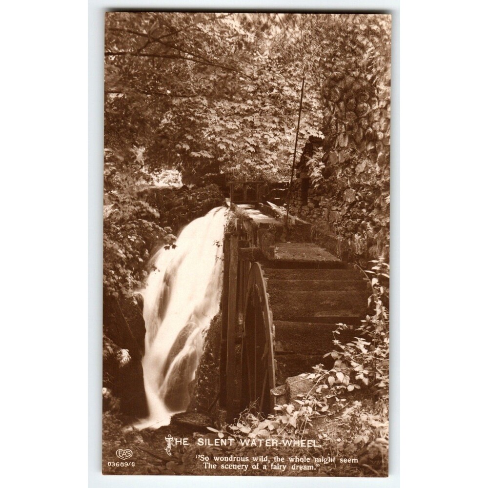 The Silent Water Wheel RPPC Postcard EAS Germany Vintage Water Rustic Unposted